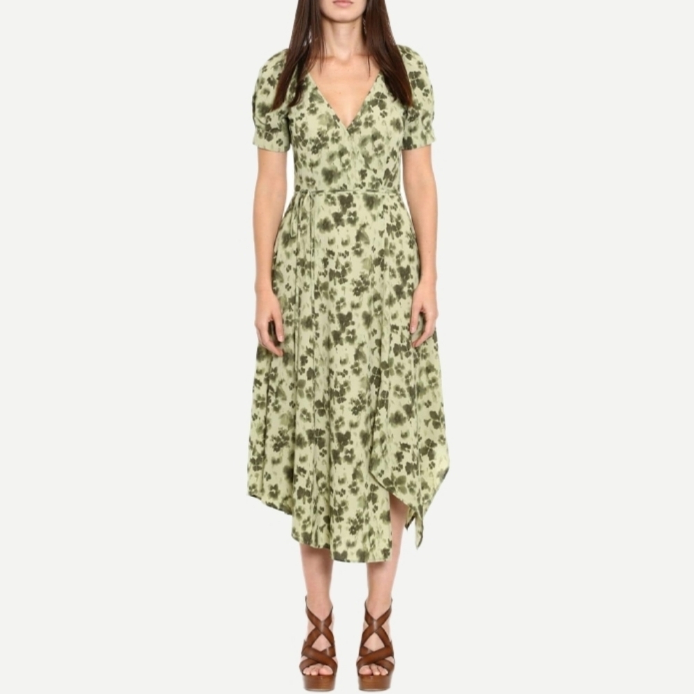 Michael Kors Asymmetrical Green Floral Dress